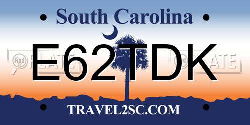 E62TDK South Carolina License Plate