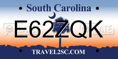 E62ZQK South Carolina License Plate