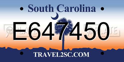 E647450 South Carolina License Plate