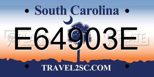 E64903E South Carolina License Plate