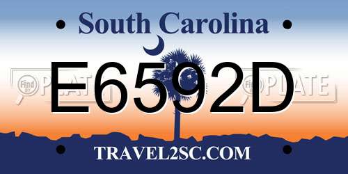 E6592D South Carolina License Plate