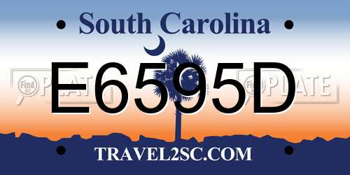 E6595D South Carolina License Plate