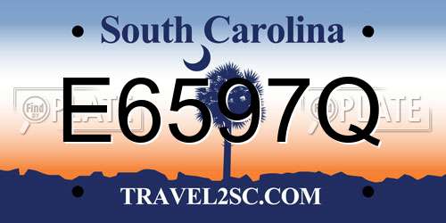 E6597Q South Carolina License Plate