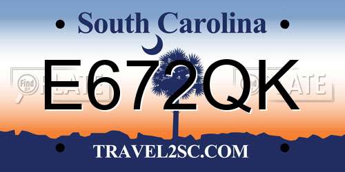 E672QK South Carolina License Plate