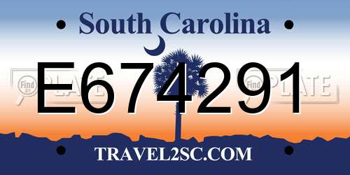 E674291 South Carolina License Plate