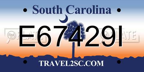 E67429I South Carolina License Plate