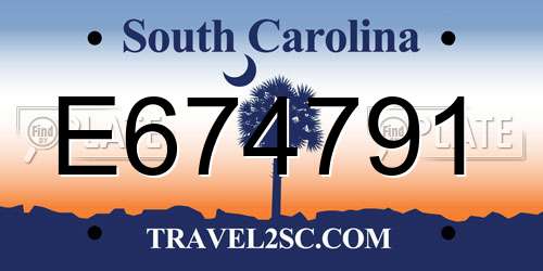 E674791 South Carolina License Plate