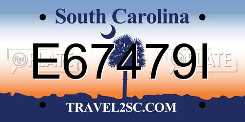 E67479I South Carolina License Plate