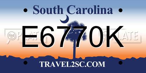 E6770K South Carolina License Plate