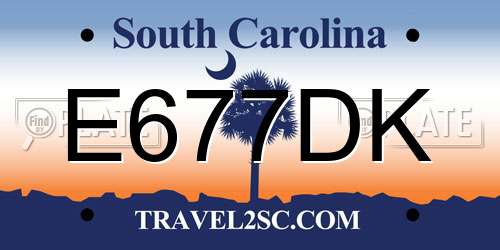 E677DK South Carolina License Plate
