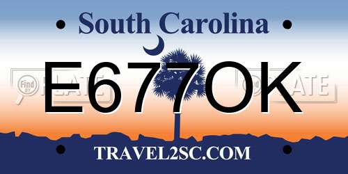 E677OK South Carolina License Plate