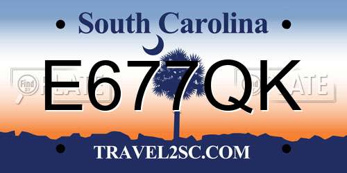 E677QK South Carolina License Plate