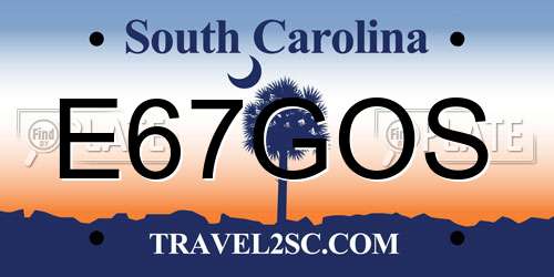 E67GOS South Carolina License Plate