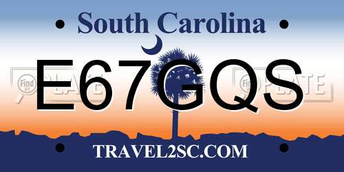 E67GQS South Carolina License Plate
