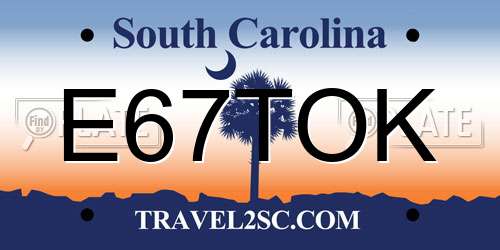 E67TOK South Carolina License Plate
