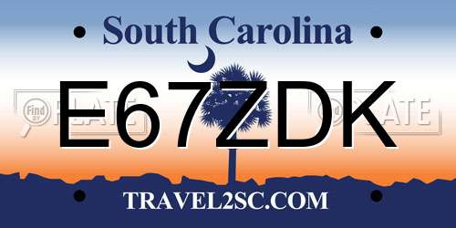 E67ZDK South Carolina License Plate
