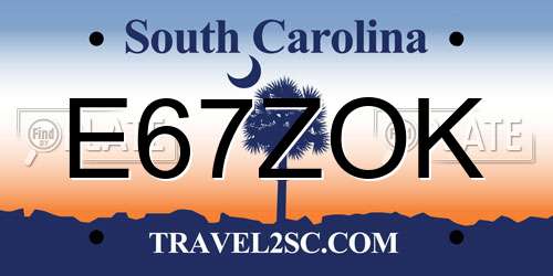 E67ZOK South Carolina License Plate