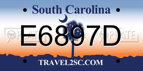 E6897D South Carolina License Plate