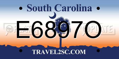 E6897O South Carolina License Plate