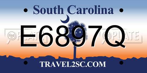 E6897Q South Carolina License Plate