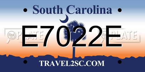 E7022E South Carolina License Plate