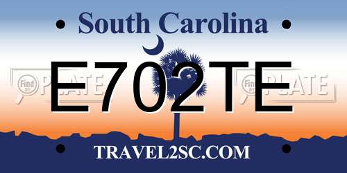 E702TE South Carolina License Plate