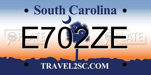 E702ZE South Carolina License Plate