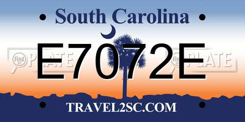 E7072E South Carolina License Plate