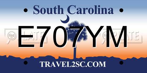 E707YM South Carolina License Plate