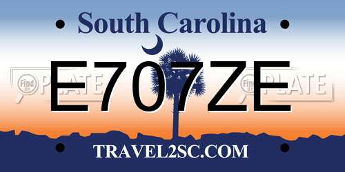 E707ZE South Carolina License Plate