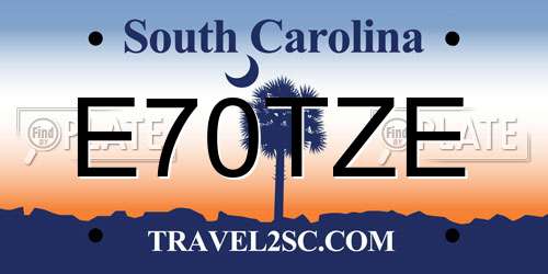 E70TZE South Carolina License Plate