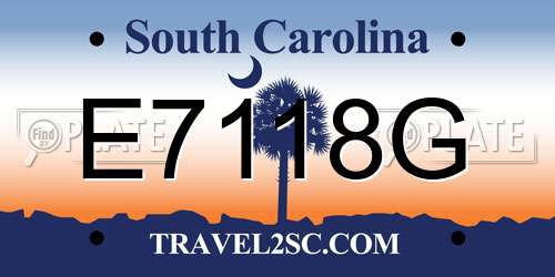 E7118G South Carolina License Plate