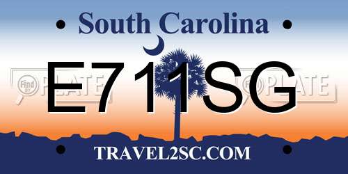E711SG South Carolina License Plate