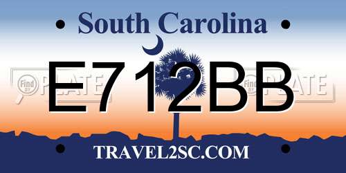 E712BB South Carolina License Plate