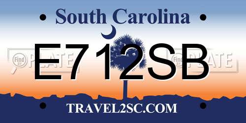 E712SB South Carolina License Plate
