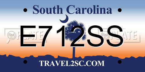 E712SS South Carolina License Plate