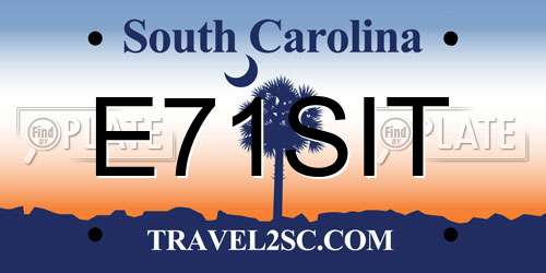 E71SIT South Carolina License Plate