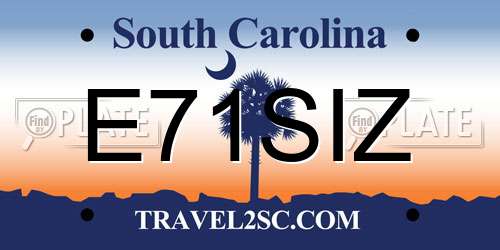 E71SIZ South Carolina License Plate