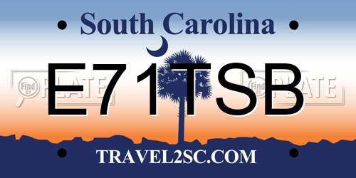 E71TSB South Carolina License Plate