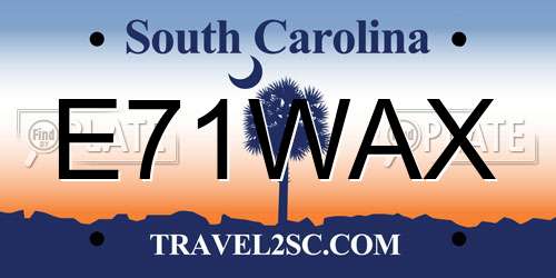 E71WAX South Carolina License Plate