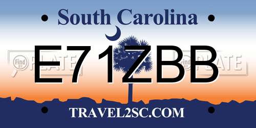 E71ZBB South Carolina License Plate
