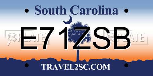 E71ZSB South Carolina License Plate