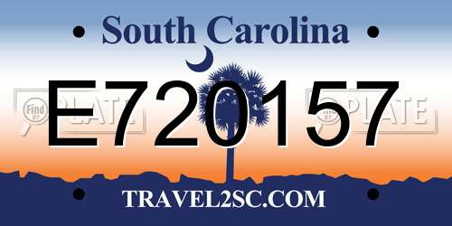 E720157 South Carolina License Plate