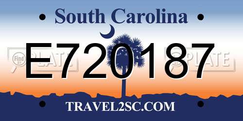 E720187 South Carolina License Plate