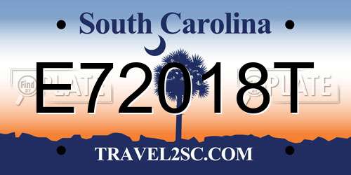 E72018T South Carolina License Plate