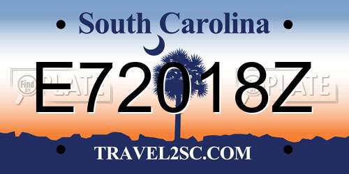 E72018Z South Carolina License Plate