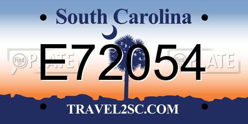 E72054 South Carolina License Plate