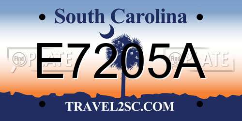 E7205A South Carolina License Plate
