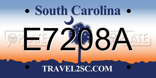 E7208A South Carolina License Plate