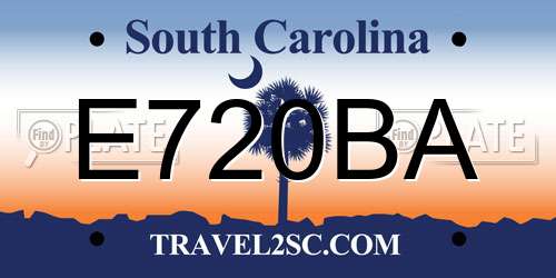 E720BA South Carolina License Plate